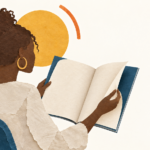 Silhouette féminine illustrative feuilletant une publication, pour évoquer ELLE Afrique francophone.