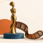 Trophée illustratif et pellicule de cinéma évoquant la sélection des talents et des œuvres aux NISA.