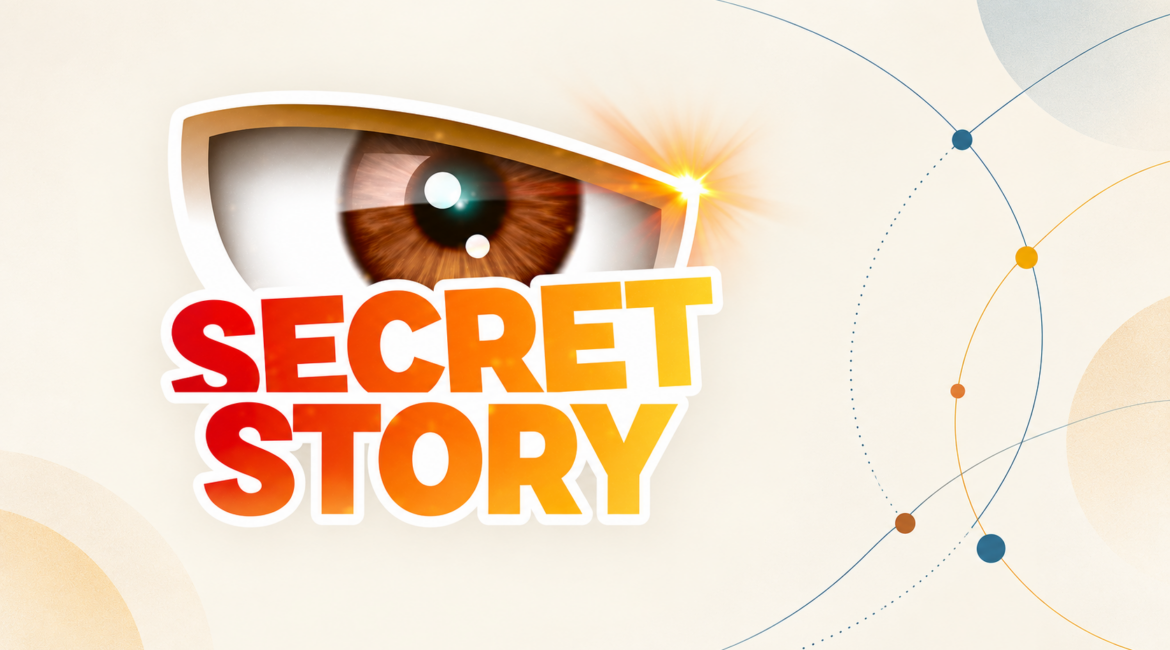 Œil et logo officiels de Secret Story Afrique dans une composition évoquant les connexions numériques.