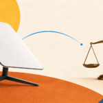 Terminal Internet par satellite et balance de justice illustrant la suspension provisoire de la licence de Starlink au Sénégal.