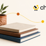 Logo Chariow accompagné de carnets et d’un parcours illustré évoquant la tournée des créateurs.