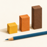 Crayon et volumes colorés évoquant l’analyse du marché publicitaire, sans représenter de données chiffrées.