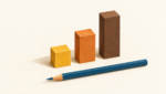 Crayon et volumes colorés évoquant l’analyse du marché publicitaire, sans représenter de données chiffrées.