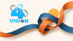 Logo Vision 4 et deux rubans entrelacés, évocation du dossier de régulation de la chaîne.